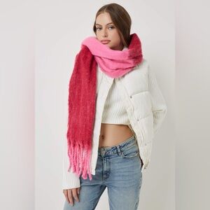 Pink & Red Fuzzy Scarf
